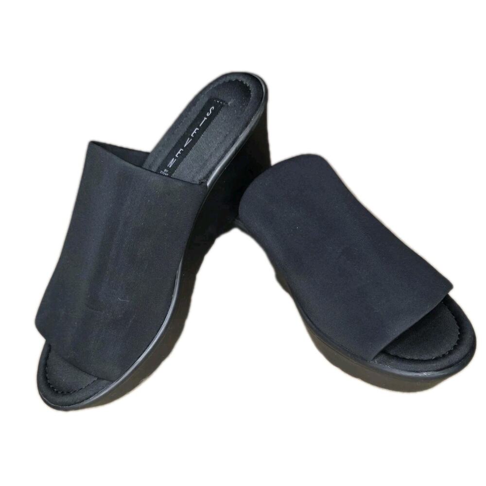 Vintage 90s Y2K Steve Madden Slinky Black Chunky Platform Sandals Womens 9.5